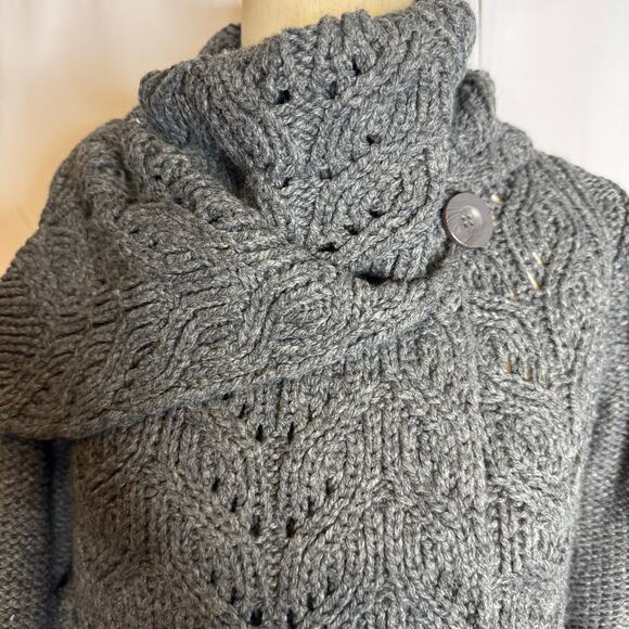 Maine New England Chunky Cable Knit Cowl Neck Sweater Button Shoulder 20 - Picture 4 of 8